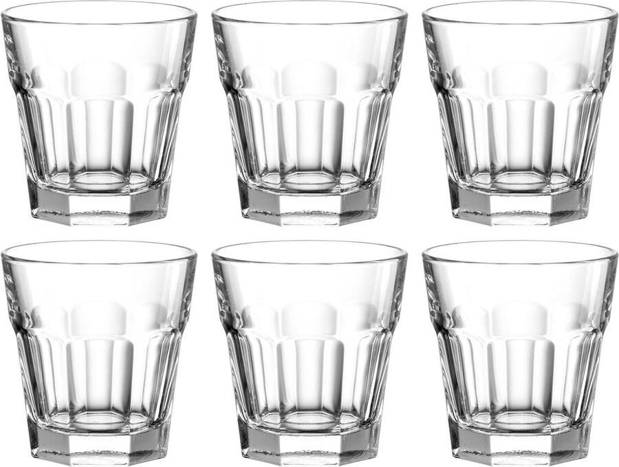 Waterglazen-Rock 6-delige set vaatwasserbestendig drinkbekers van glas in klassieke stijl sapglazen drankenset 265 ml