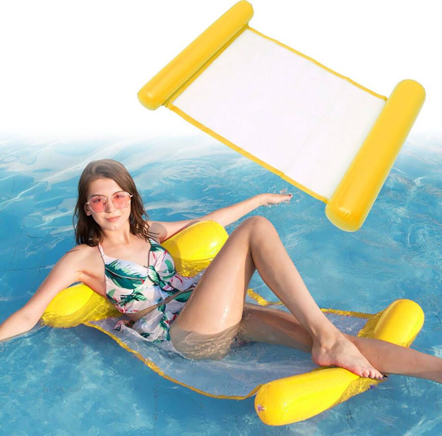 Waterhangmat Opblaasbaar lounge luchtbed 120x75cm Water hangmat geel