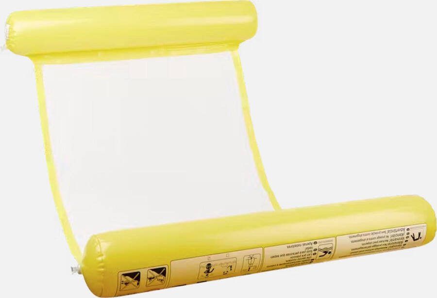 Merkloos Sans marque Waterhangmat Opblaasbaar lounge luchtbed – hoofdsteun Zwembad luchtbed Water hangmat zwemmen waterspeelgoed zwembad spelletjes Geel