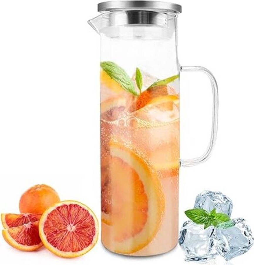 Waterkaraf van glas glazen karaf en roestvrij stalen deksel verdikte ketel van borosilicaatglas hittebestendige waterkoker ideaal voor wijn koffie warm water en vruchtensappen
