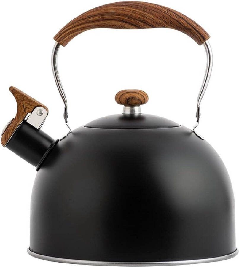 Waterketel 2 5 l waterketel voor inductie en gasfornuis roestvrij stalen theeketel met inklapbare handgreep fluitketel voor het koken van water thee of koffie (zwart)