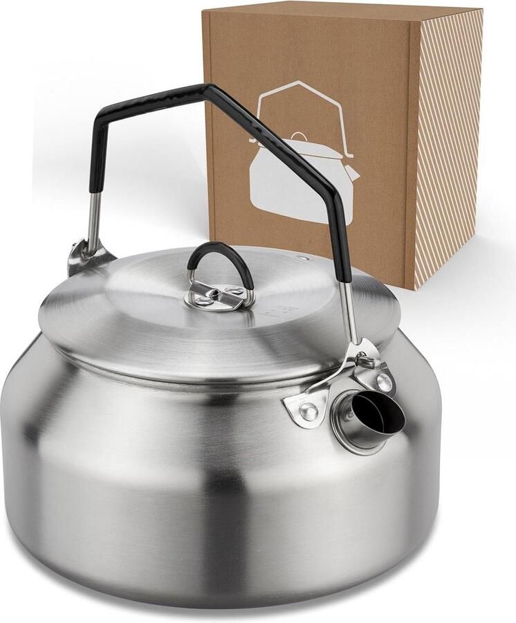 Waterketel van roestvrij staal 1 liter theepot voor camping en outdoor draagbare campingketel 1000 ml met handvat