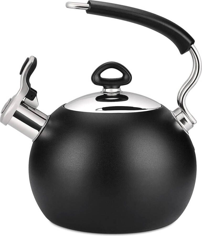 Waterkoker 1 9 liter theeketel fluitketel roestvrij staal gasfornuis inductie camping fluittheepot kookplaat (zwart)