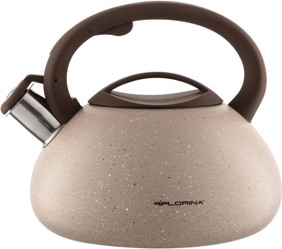 Waterkoker (2 5 liter) I Lava roestvrijstalen theeketel I Fluitketel met siliconen handvat I Automatisch fluiten I Waterkoker voor inductiekookplaten gaskookplaten en elektrische kookplaten I beige