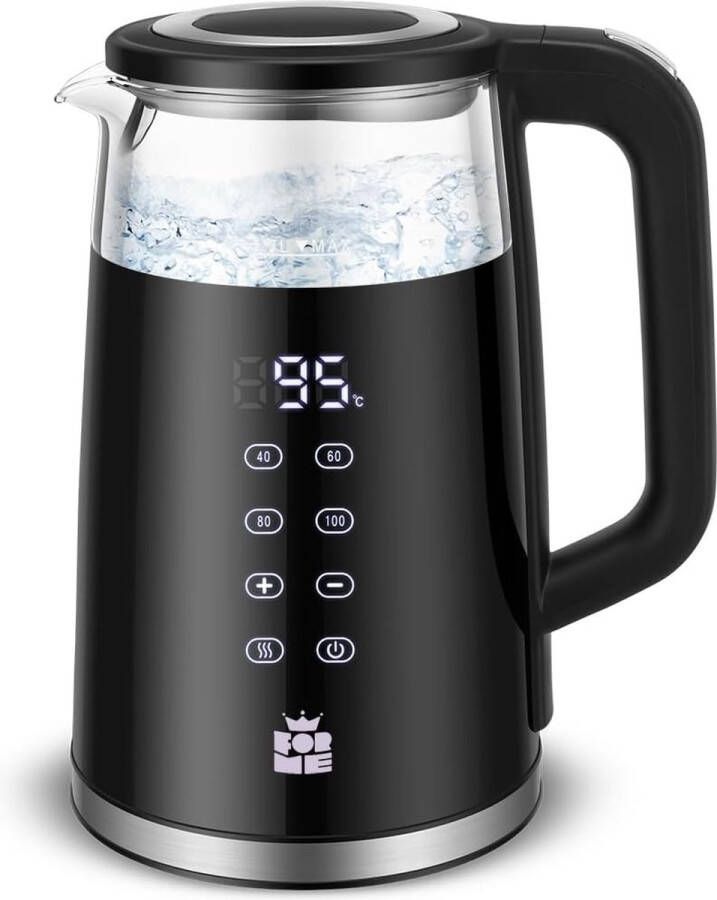 Waterkoker Glazen Waterkoker 1 7 L Temperatuurkeuze 40-100°C LED Digitale Temperatuurweergave I 7 Kleuren LED Verlichting I Theeketel I Warmhoudfunctie I BPA vrij