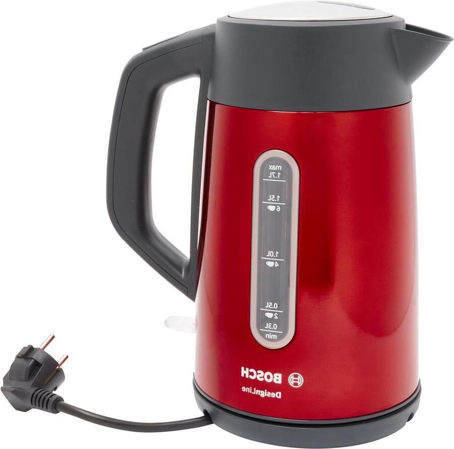 Waterkoker TWK4P434 1.7 liter Ergonomisch gebruik Kopjesindicator Rood Designline