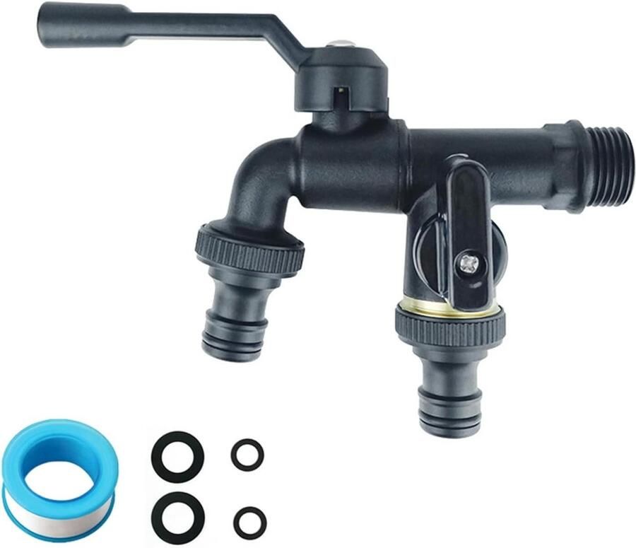 Waterkraan 3 4 inch voor buiten tuin dubbele afvoerkraan zwart vorstbestendig irrigatiesysteem