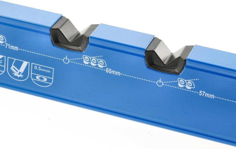 Waterpas 480 mm libelle 90° en 180° nauwkeurigheid 0 5 mm m aluminium profiel 16 mm blauw