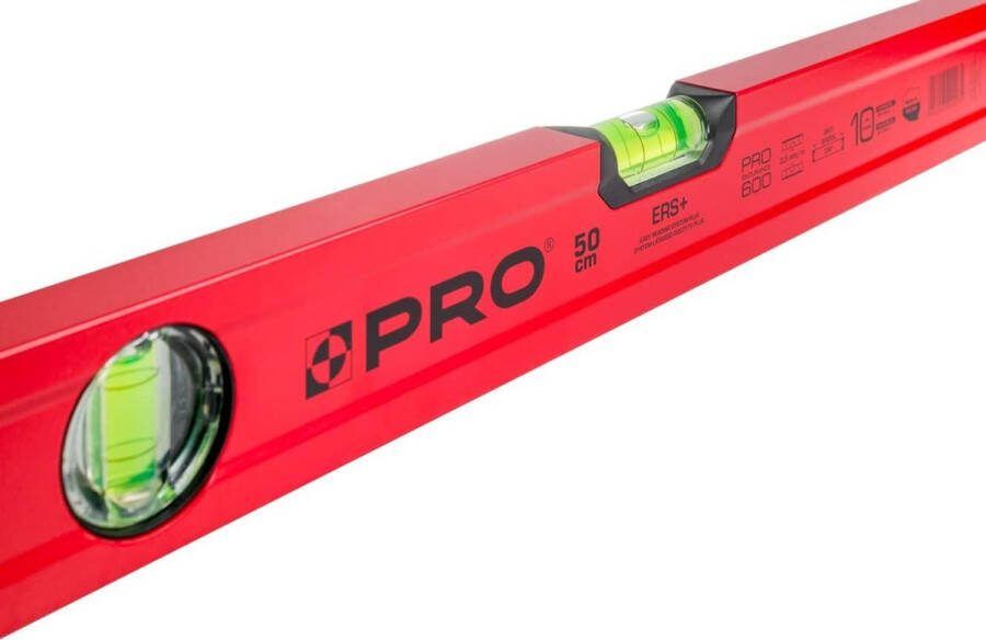 Waterpas 50 cm met ergonomisch fiel ERS+ (Easy Reading System) antischokabsorberende eindkappen rood Kleur