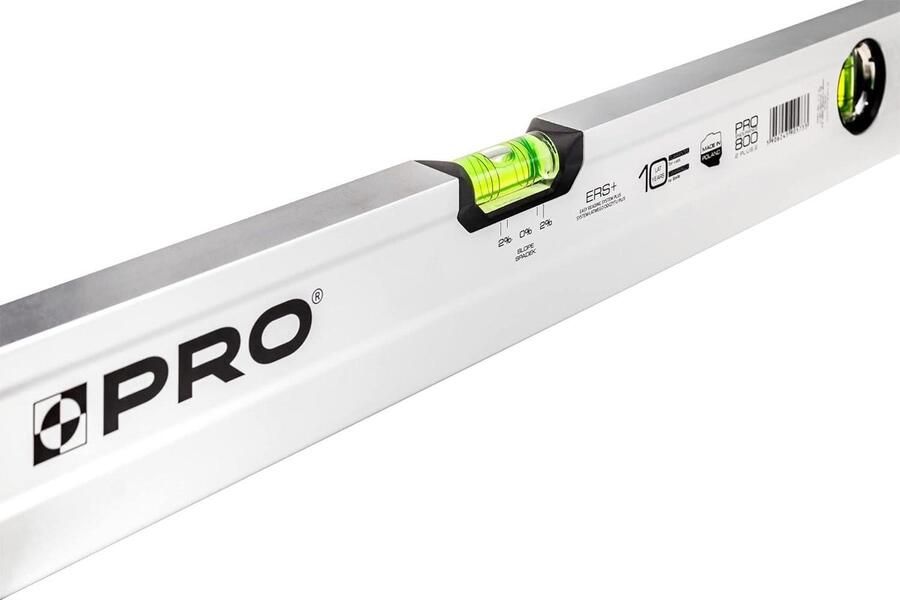 Waterpas 60cm tweezijdig gefreesd met ergonomisch fiel ERS+ Nauwkeurige waterpas met Anti Shock Absorber eindkappen wit