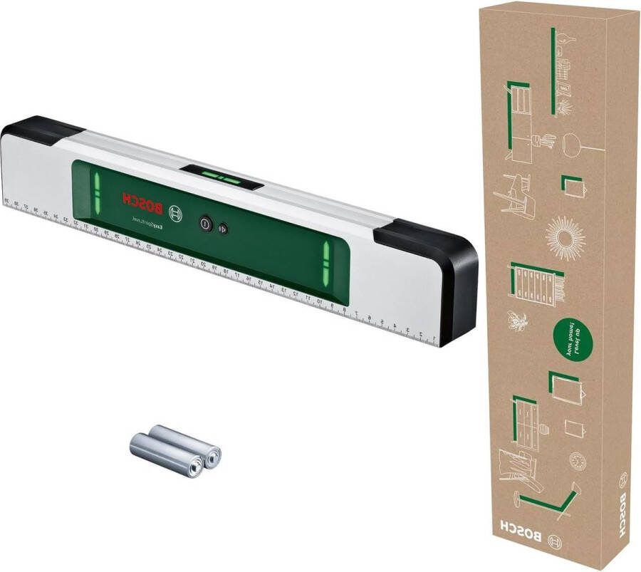 Waterpas Intuïtief gebruik LED-concept Geluidsondersteuning Hellingen tot + -3° 01° nauwkeurigheid 0° 90° 180° 270° Gedrukte schaal