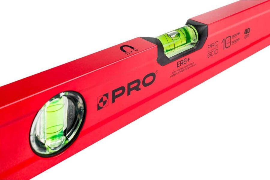 Waterpas met magneten 40cm Ergonomisch profiel ERS+ Nauwkeurige magnetische waterpas Antischokabsorberende eindkappen Rood