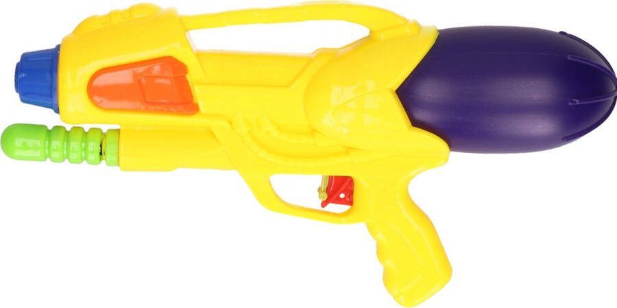 Waterpistool geel van 30 cm met pomp kinderspeelgoed waterspeelgoed van kunststof