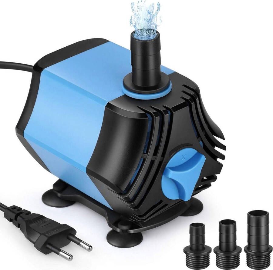 Waterpomp Submersible met 2000 l h Capaciteit en 40 W Vermogen voor Aquarium Fonteinen Vijvers Drie Nozzles 13 mm 16 mm 19 mm Maximale Hoogte: 2.3 m tot 2.5 m Kabel 1.8 m