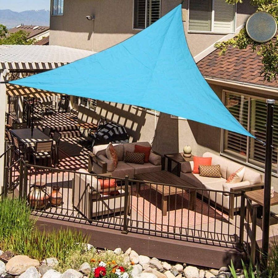 Waterproof Triangle Sunshade Sail UV Block Sunscreen Awning Garden Beach Patio Canopy 3x3x3m Blue Sunshade
