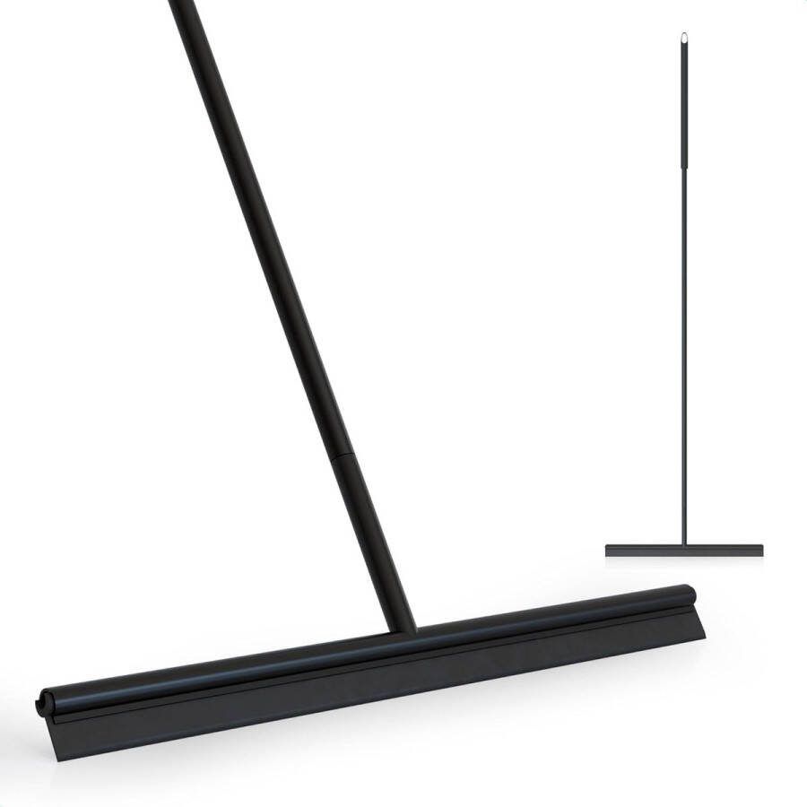 Waterschuiver vloertrekker met steel luxe vloerwisser aluminium waterwisser douchewisser badkamer zwart 136x40 cm