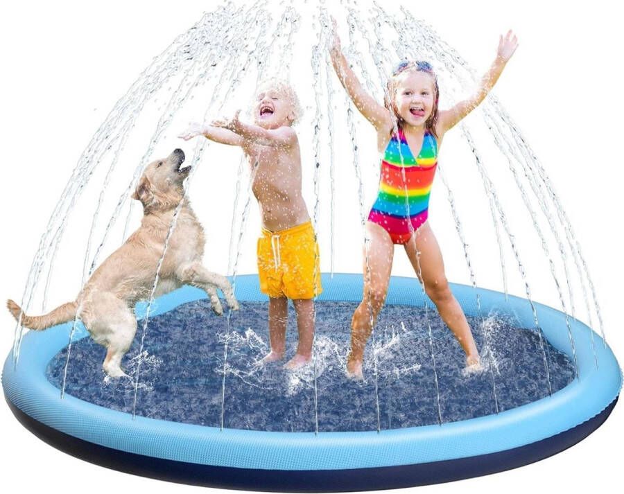 Waterspeelgoed 170 cm watersproeier kinderspatpad tuinspeelgoed kindersprinkler en hondenzwembad antislipfunctie hond en kinderen watertafel