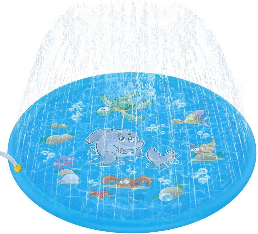 Waterspeelmat groot 170 cm Speelmat met fontein Waterpret voor kinderen Waterspeelgoed Watermat met sproeier Waterspel Spelen met water Splash pad Zwembad met fontein