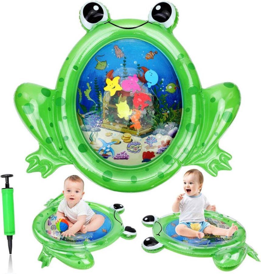 Waterspeelmat Kikkervorm Baby Babyspeelgoed 3-6-9 Maanden Opblaasbare Babymat Groot Sensorische Waterspeelmat Vroege Ontwikkeling Activiteitencentra Waterspeelmat