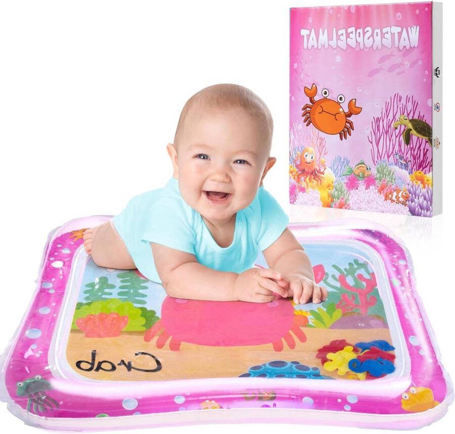 Waterspeelmat roze babyspeelgoed 3 6 9 maanden BPA-vrij opblaasbare buiktijd mat speelmat voor baby leuke activiteiten cadeaus voor baby's Waterspeelmat