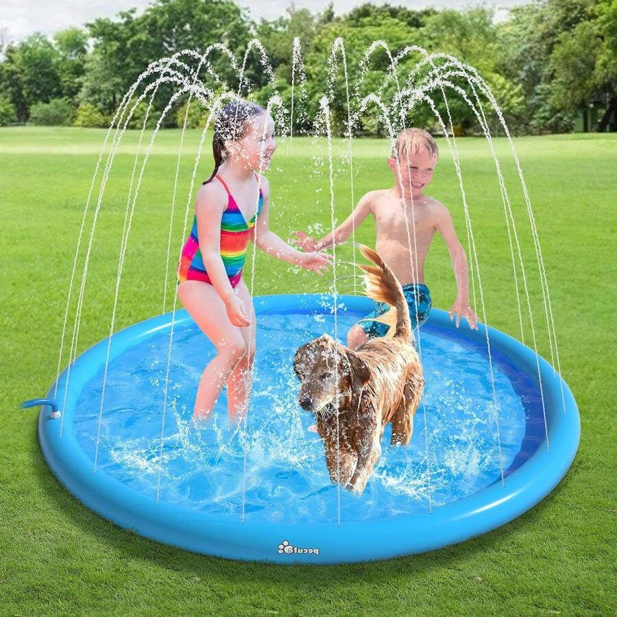 Waterspeelmat Splash Pad voor honden 150cm water speelmat antislip zomer outdoor tuin speelgoed speelmat voor baby party Waterspeelmat