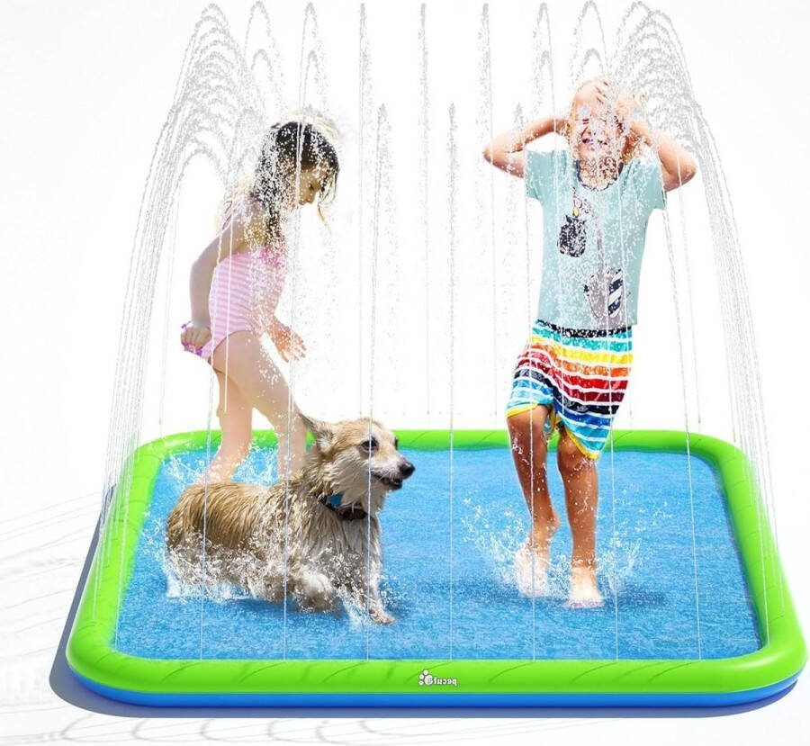 Waterspeelmat voor honden en kinderen Splash Pad 150cm sprinkler water speelmat antislip splash play mat zomer outdoor tuin kinderen speelgoed sprinklerzwembad voor baby party Waterspeelmat