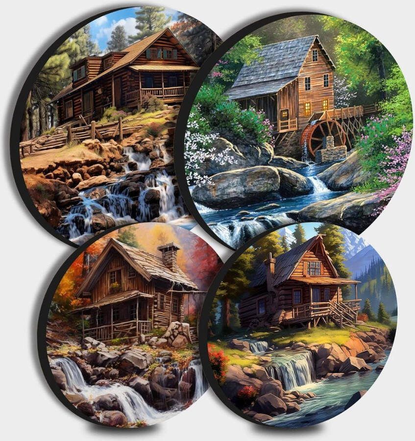Waterval Ronde Metalen Kookplaat Cover 4-Stuk Kachel Plaat Kookplaat Elektrische Fornuis Top Brander Gas Range Oven Protector Keuken Gereedschap Accessoires Moderne Kookplaat