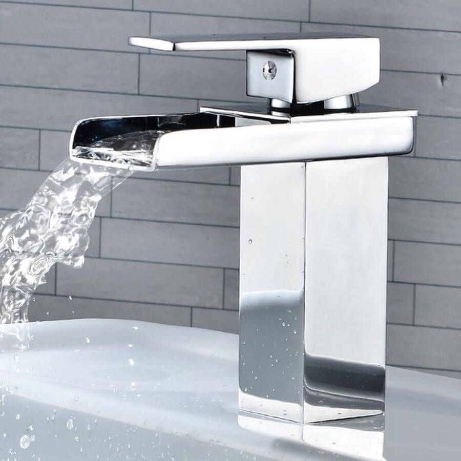 Watervalkraan roestvrijstalen wastafelkraan badkamer luxe upgrade waterval wastafelkraan met koud warmwaterfunctie moeiteloos te installeren voor toilet badkamer wastafel chromen afwerking