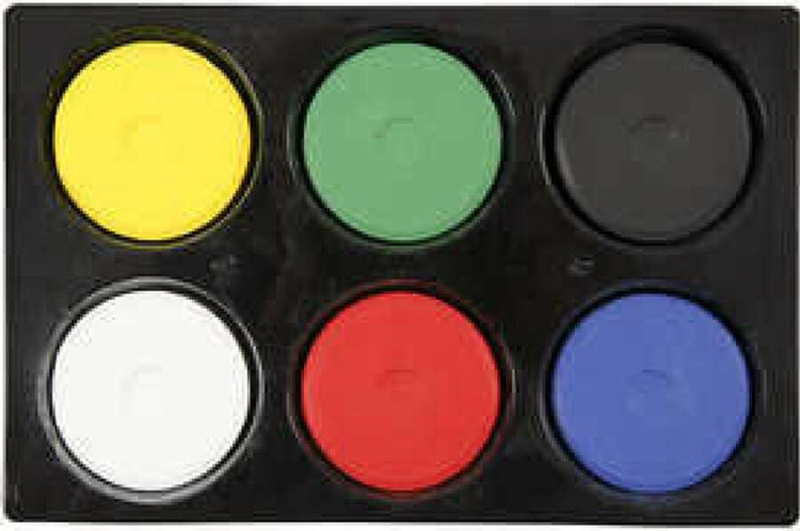 Colortime Waterverf Primair Kleuren Geel Groen Zwart Wit Rood Blauw 16x44mm 2 sets