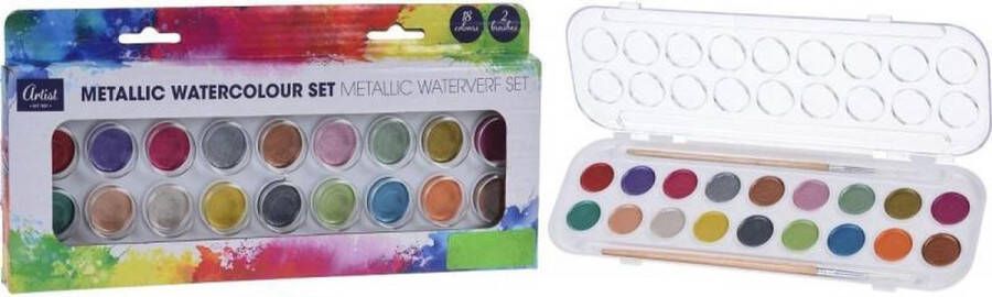 No brand Waterverfset Metallic 18 kleuren