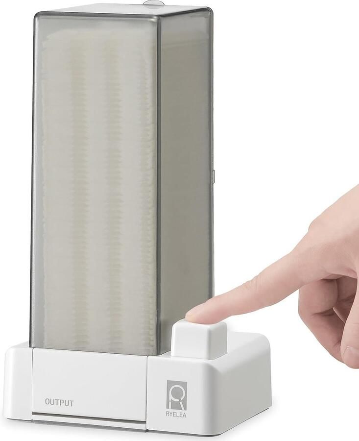 Wattenschijfdispenser met 55 wattenpads automatisch drukkende wattenhouder om make-up te verwijderen optioneel om aan de muur te hangen gesloten design stofdicht hygiëne (grijs)