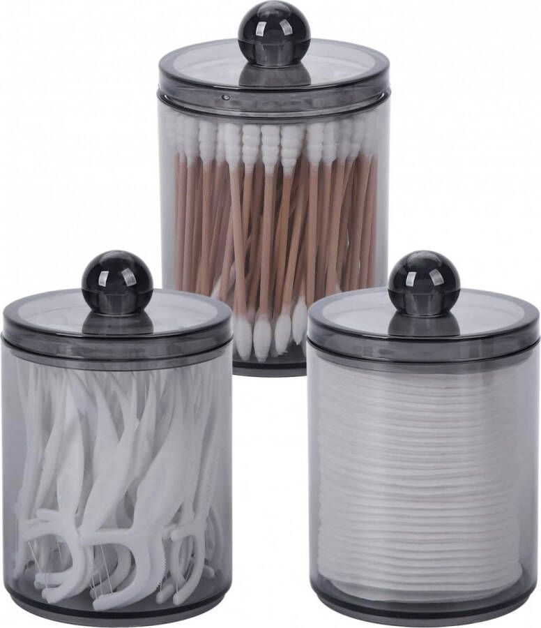 Wattenschijfjes dispenser 3 stuks Met deksel Wattenschijfjeshouder transparant Houder dispenser opslag Houder voor watten wattenstaafjes of sieraden badkamer organizer Niet inbegrepen watten wattenstaafjes of sieraden