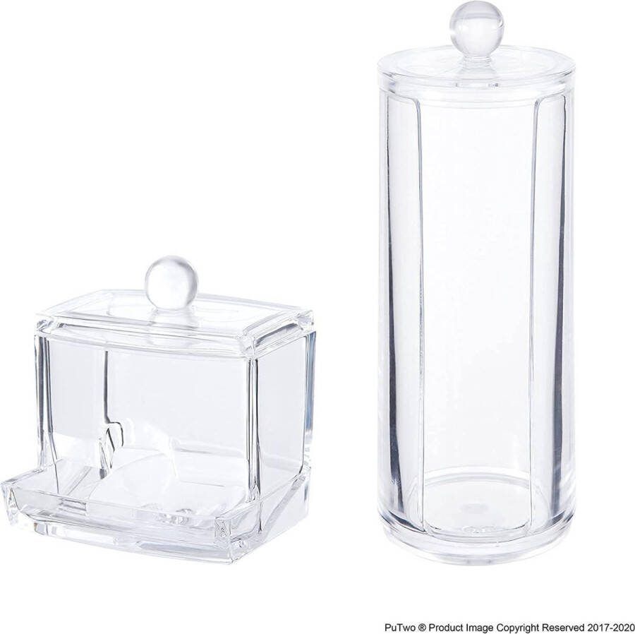 Wattenschijfjeshouder Q-tips Wattenstaafje Houder Katoenen ballen Dispenser 2 stuks