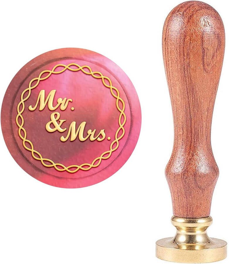 Wax Afdichting Stempel Woord Mr.& Mrs Retro Wax Seal Stempel 25mm Verwijderbare Afdichting Messing Stempel Hoofd Houten Handvat voor Bruiloft Uitnodigingen Gift Verpakking Kaarten Letters