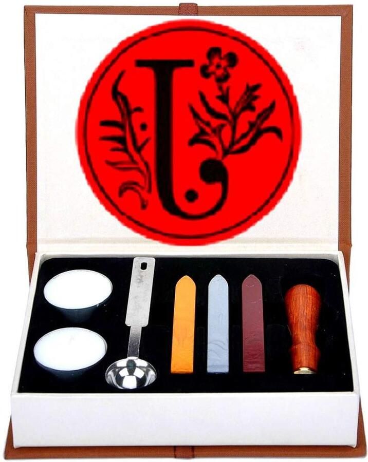 Wax Seal Stamp Set Alfabet J Letters Sealing Stamp Kit Houten Handvat Koper Seal Wax Seal Sticks Smeltlepel Witte Kaarsen