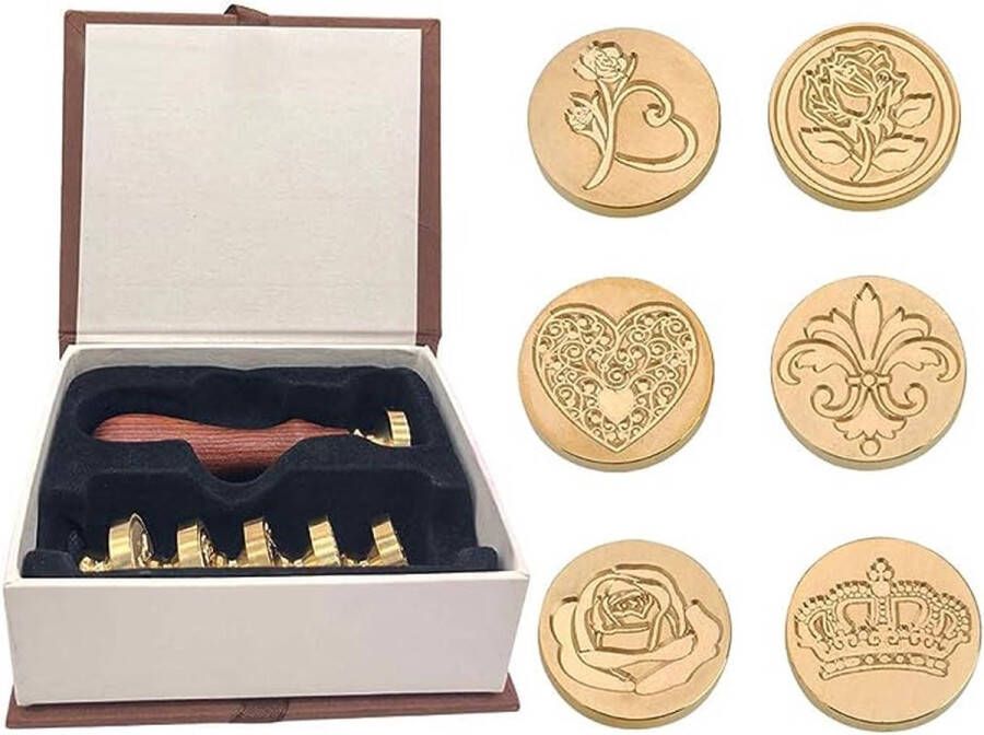 Wax Seal Stempel Set 6 Stuks Koper Seals Vintage Klassieke Romantische Creatieve Afdichting Kit voor Vakantie Decoraties Enveloppen Uitnodigingen Gift Wrapping