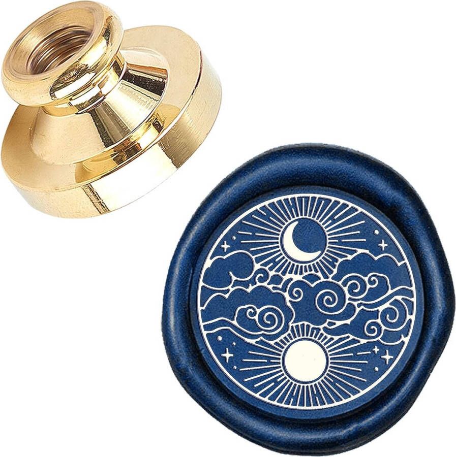 Wax Seal Stempel Zon en Maan 25Mm Vintage Afdichting Wax Stempel Messing Hoofd Alleen voor Envelop Kaart Uitnodigingen Gift Bruiloft Halloween Kerstmis Nieuwjaar