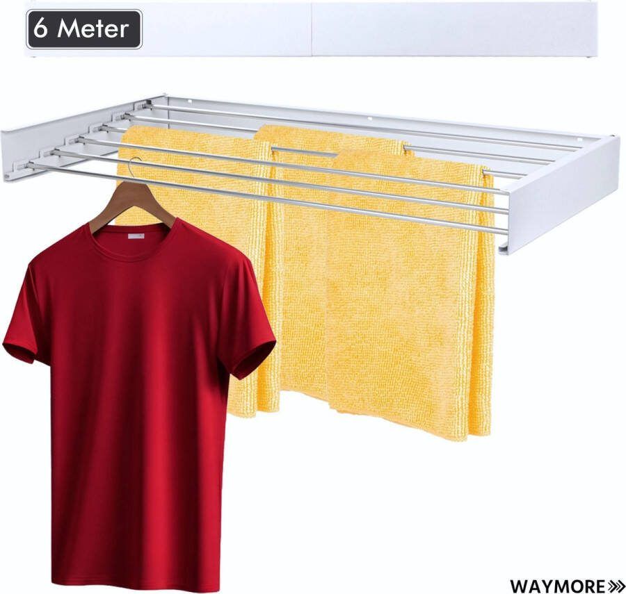 Waymore Wanddroogrek 6 Meter Hangend Wasrek Inklapbaar Droogrek Kledingrek – Wit