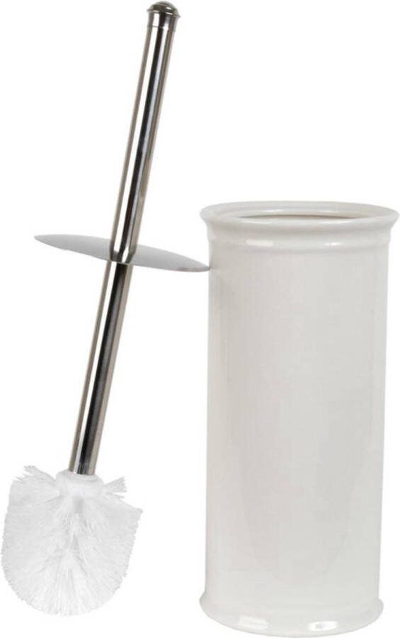 WC Borstel met Houder Ø 11*24 cm Wit Keramiek Rond Toiletborstelhouder Toiletborstel houder WC Borstelhouder