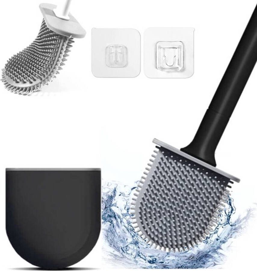 WC Borstel met houder- Toiletborstel duurzame wc borstel Zwart