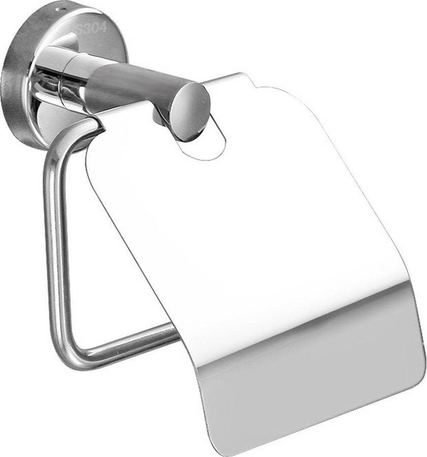 Wc rolhouder met klep Toiletrolhouder RVS Boren Zonder Boren Toiletrolhouder WC Papier Houder