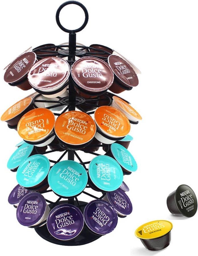Wdmiya Capsule Holder for Dolce Gusto 36 Pieces Rotatable Capsule Dispenser Accessories for Coffee Capsules Capsule Stand for Storage Large Capacity Stylish Kitchen & Office Supplies (Black)