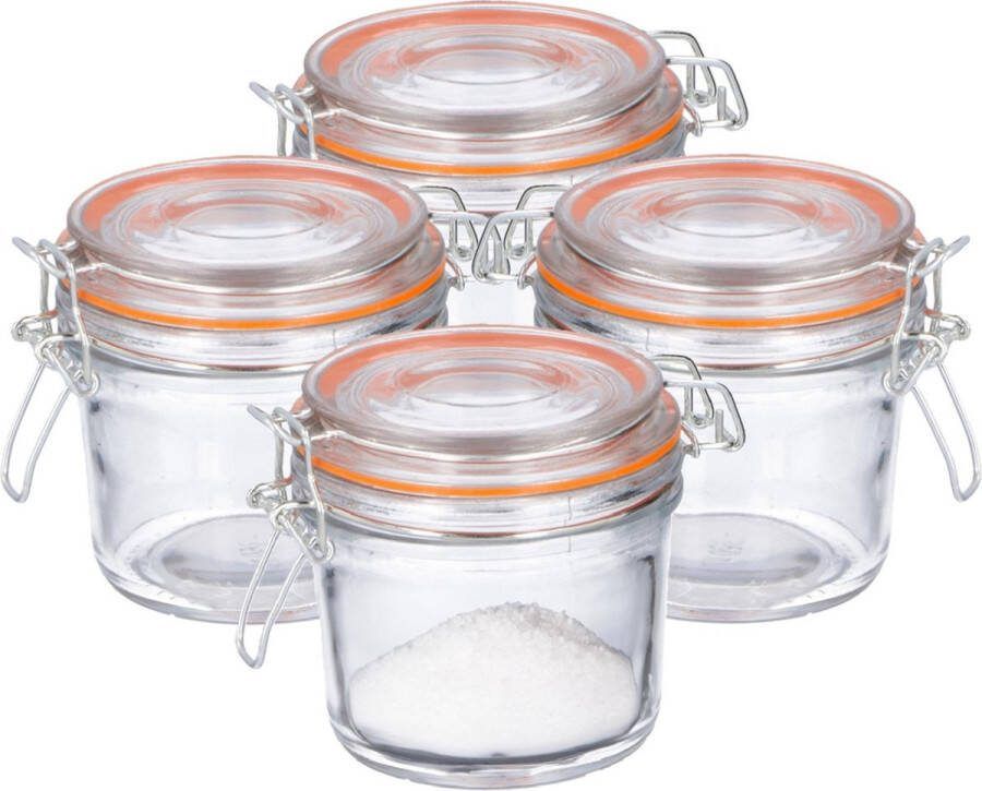Weckpot inmaakpot 4x 250 ml glas met beugelsluiting luchtdicht