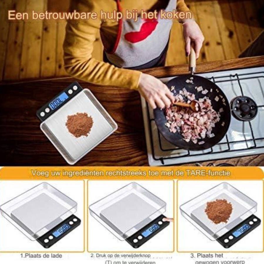 Weegschaal 0 01 Gram Weegschaal Keuken Precisie Weegschaal Zwart