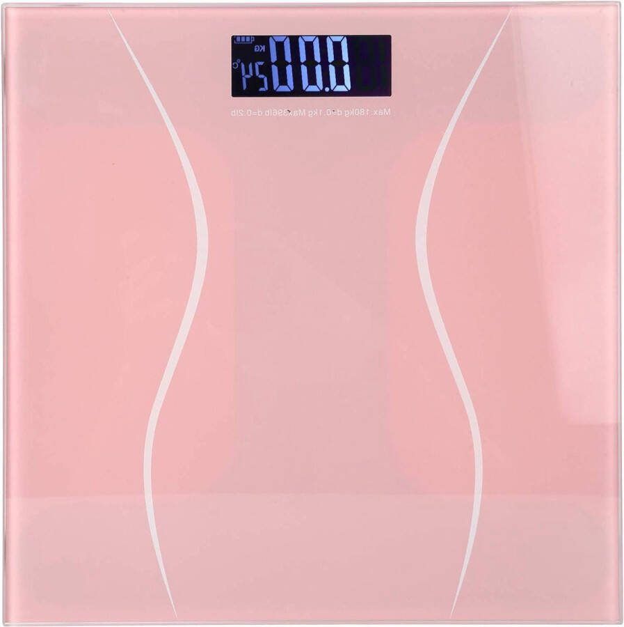 Weegschaal 180kg-400lb Badkamerweegschaal Elektronische Weegschaal Met LCD-achtergrondverlichting Automatische Uitschakeling En Reset Voor Gebruik Thuis En In De Sportschool Roze