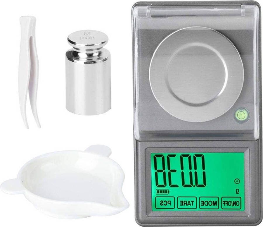 Weegschaal 50g 0.001g Lichtgewicht Hoge Precisie Mini Digitale Sieraden Weegschaal LED Scherm Draagbaar Elektronisch Milligram Weegschaal Tarra Tellen Eenheidsconversie Digitale Keukenweegschaal Voedsel Bakken Koken