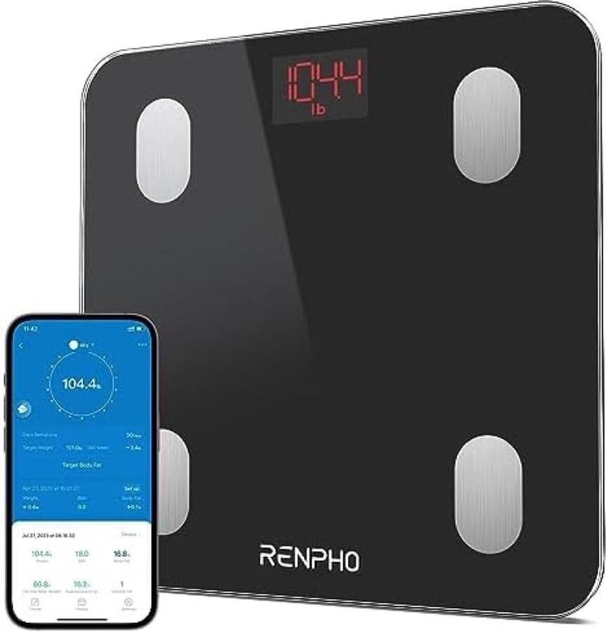 Weegschaal Bluetooth Personenweegschaal Badkamer Impedantiemeter met 13 Lichaamsgegevens voor Fitness (BMI Spier Water Lichaamsvet)