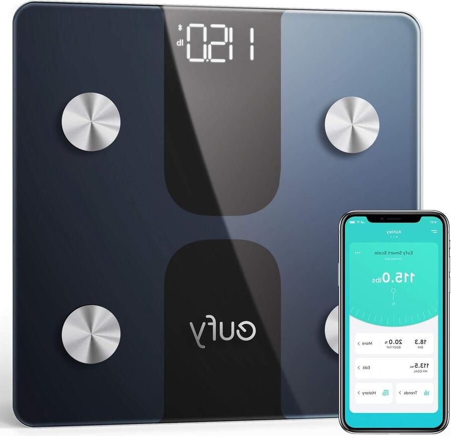 Weegschaal Bluetooth Smart Scale C1 draadloze digitale weegschaal 12 metingen gewicht lichaamsvet BMI analyse lichaamssamenstelling zwart wit lbs kg