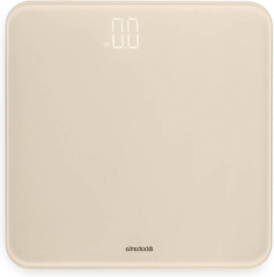 Weegschaal Digitale Badkamer Glazen Weegschaal Weegt tot 180 kg Nauwkeurig Systeem Zachte Anti-Slipvoetjes Incl. 4x AAA Batterijen Soft Beige 30 x 30 cm