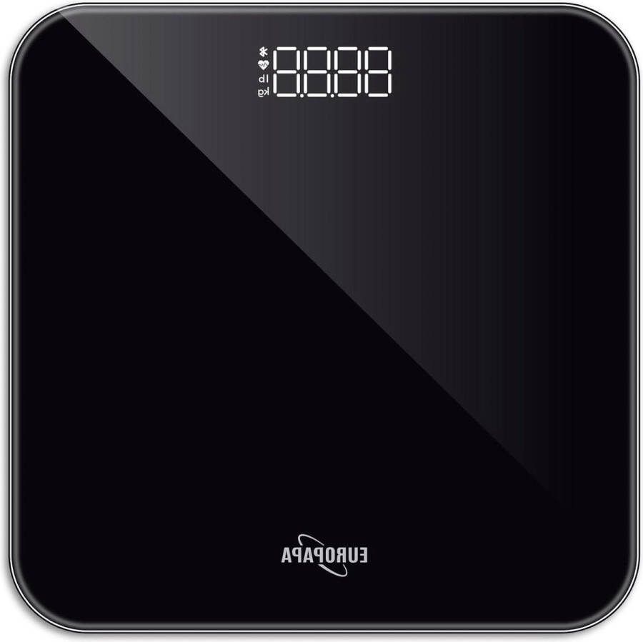 Weegschaal Digitale Badkamerweegschaal helder leddisplay step-on 180 kg Personenweegschaal voor gewicht en BMI zwart